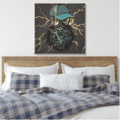 Punk-Hipster G-Skulls-Schädel-Storm Leinwanddruck (Insitu (Schlafzimmer))