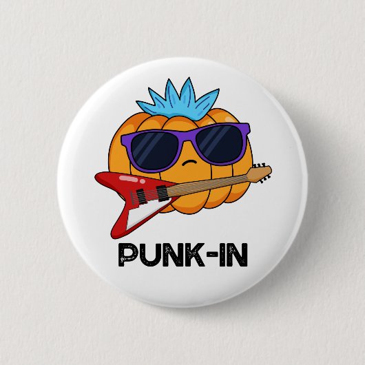 Punk-in Funny Punk Rock Pumpkin Pun Button (Vorderseite)