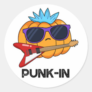 Punk-in Funny Punk Rock Pumpkin Pun Runder Aufkleber