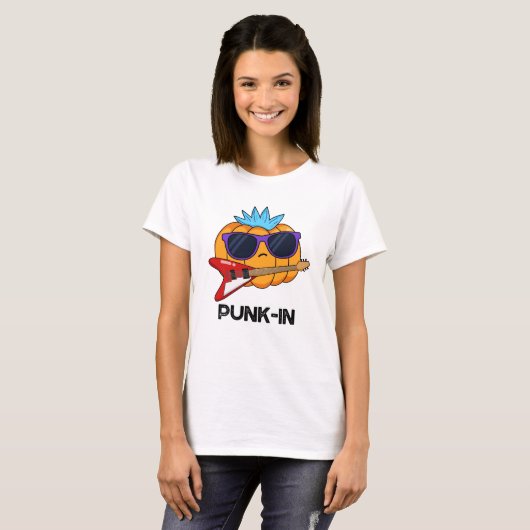 Punk-in Funny Punk Rock Pumpkin Pun T-Shirt (Vorne ganz)