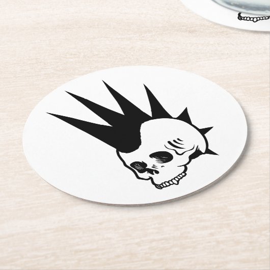 Punk-Jawless-Schädel Runder Pappuntersetzer (Angewinkelt)