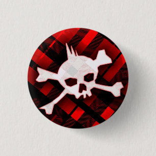 Punk Kariert Skull Button