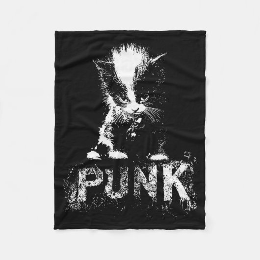 Punk Kitten Cat With Mohawk Nge Gothic Design Fleecedecke (Vorderseite)