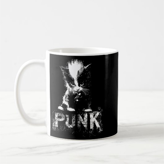 Punk Kitten Cat With Mohawk Nge Gothic Design  Kaffeetasse (Links)