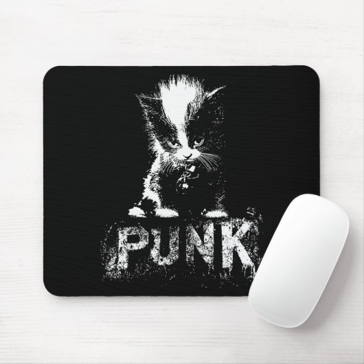Punk Kitten Cat With Mohawk Nge Gothic Design Mousepad (Mit Mouse)