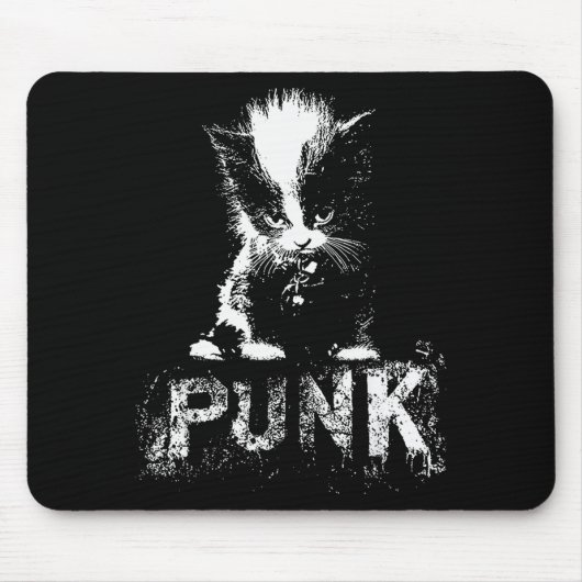 Punk Kitten Cat With Mohawk Nge Gothic Design  Mousepad (Vorne)