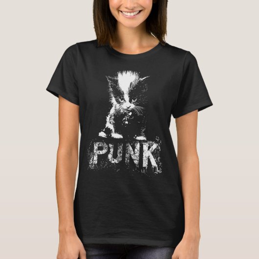 Punk Kitten Cat With Mohawk Nge Gothic Design  T-Shirt (Vorderseite)
