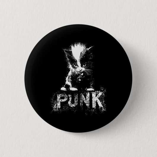 Punk Kitten Katze mit Mohawk Nge Gothic Design  Button (Vorderseite)