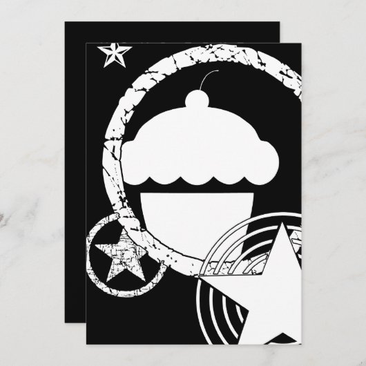 Punk-Kuchen Einladung (Vorne/Hinten)