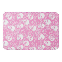 Punk Mädchen Gothic rosa Totenköpfe & Laub Hallowe Badematte