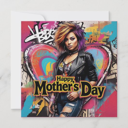 Punk Mother's Day Pearl Simmer Card Feiertagskarte (Vorderseite)