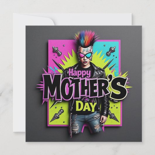 Punk Mother's Day Pearl Simmer Card Feiertagskarte (Vorderseite)