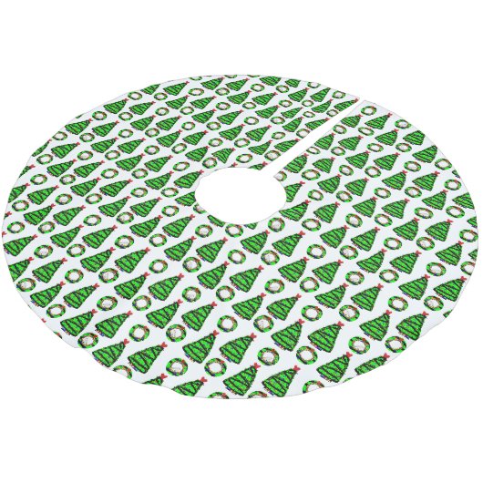 Punk-Möwe-Weihnachtskranz und Xmas-Baum Polyester Weihnachtsbaumdecke (Schrägansicht)