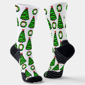Punk-Möwe-Weihnachtskranz und Xmas-Baum Socken