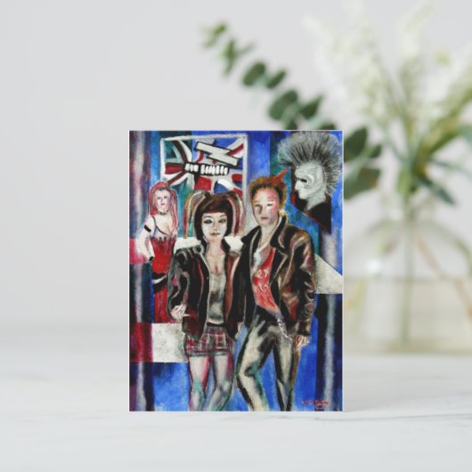 Punk-Musik-Modebild Postkarte (Stehend Vorderseite)