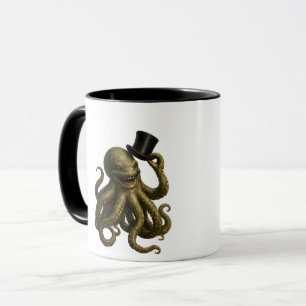 Punk-Oktopus kippt dapperen Steampunk-Oktopus um Tasse