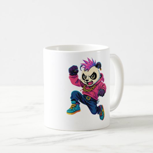 Punk Panda Power Kaffeetasse (VorderseiteRechts)