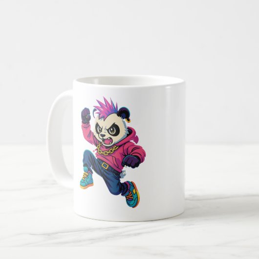 Punk Panda Power Kaffeetasse (Vorderseite Links)