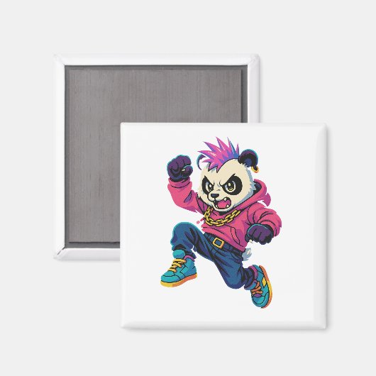 Punk Panda Power Magnet (Vorderseite/Rückseite)
