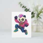 Punk Panda Power Postkarte (Stehend Vorderseite)