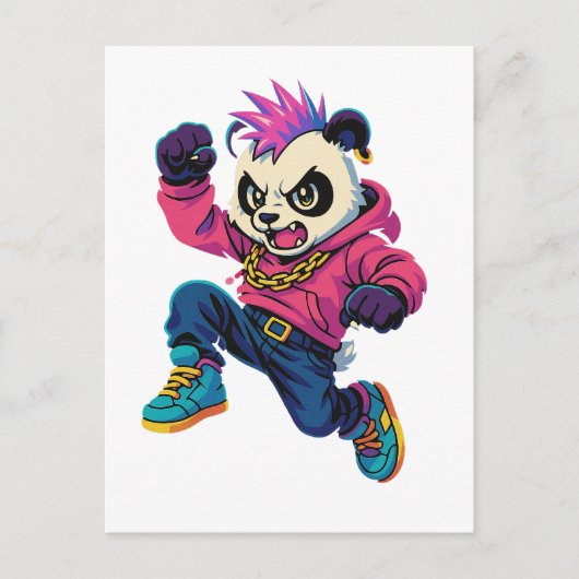 Punk Panda Power Postkarte (Vorderseite)
