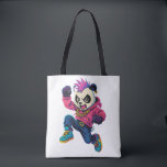 Punk Panda Power Tasche<br><div class="desc">A fierce cartoon panda with a punk hairstyle,  hoodie,  and gold chain leaps forward with rebellious street attitude and bold urban style.</div>