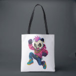Punk Panda Power Tasche<br><div class="desc">A fierce cartoon panda with a punk hairstyle,  hoodie,  and gold chain leaps forward with rebellious street attitude and bold urban style.</div>