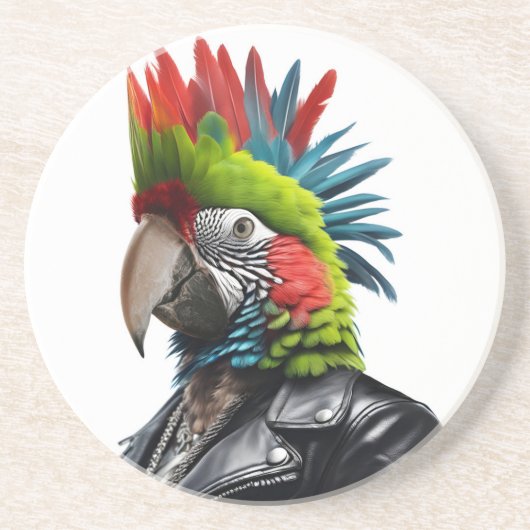 Punk Parrot Getränkeuntersetzer (Vorne)