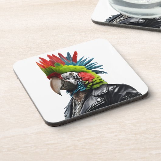 Punk Parrot Getränkeuntersetzer (Linke Seite)