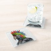Punk Parrot Glasuntersetzer (Schrägansicht)