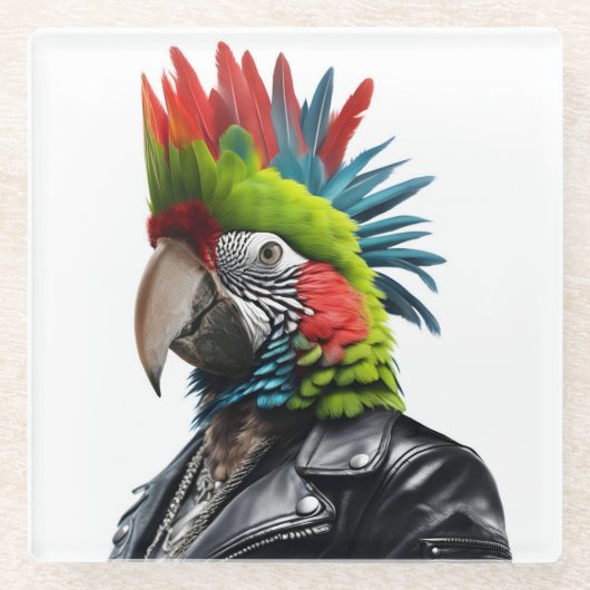Punk Parrot Glasuntersetzer (Vorderseite)