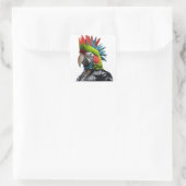 Punk Parrot Quadratischer Aufkleber (Tasche)