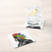 Punk Parrot Rechteckiger Pappuntersetzer (Vor Ort)