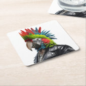Punk Parrot Rechteckiger Pappuntersetzer (angewinkelt)
