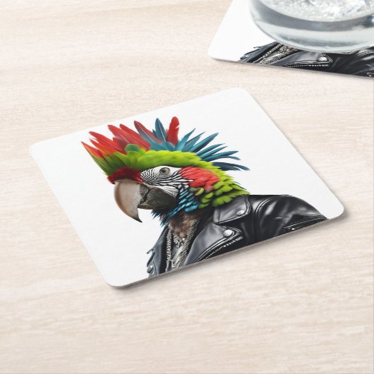Punk Parrot Rechteckiger Pappuntersetzer (angewinkelt)