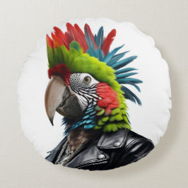 Punk Parrot Rundes Kissen