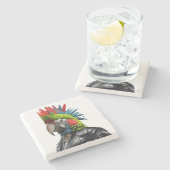 Punk Parrot Steinuntersetzer (Seitenansicht)