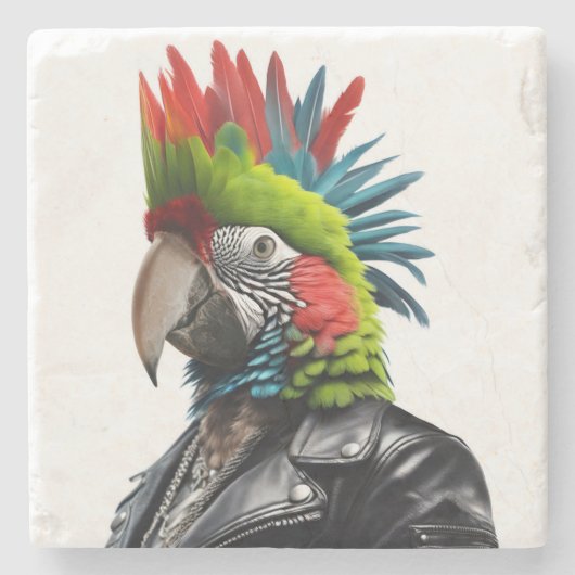 Punk Parrot Steinuntersetzer (Vorderseite)