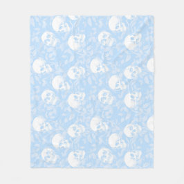 Punk-Pastellblauer gotischer Totenkopf und Laub Ha Fleecedecke