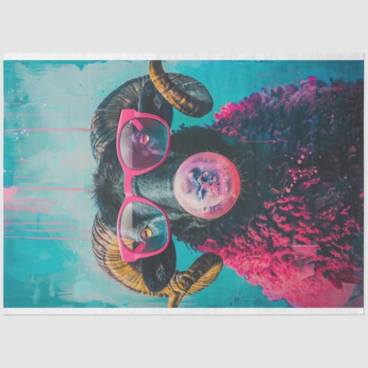 Punk Pink Black Sheep Blasen Blase Gum Decouapage Seidenpapier (Vorderseite)