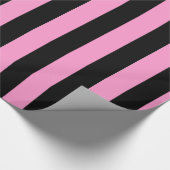 Punk Pink Black Strip Fab Wrapping Paper Geschenkpapier (Ecke)