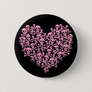 Punk Pink Skull Herz Button