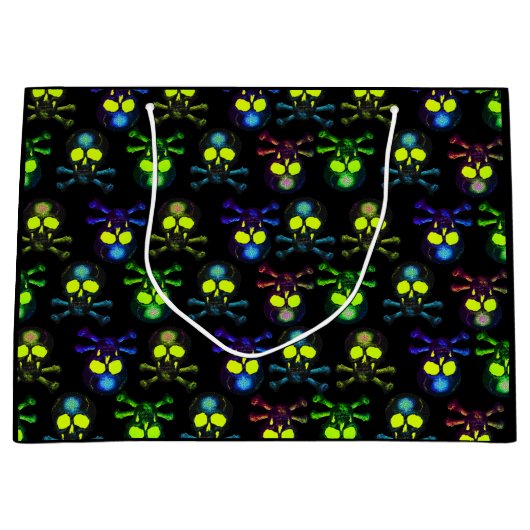 Punk Pirate Ghost Skulls - Cobalt Nightmare Blue Große Geschenktüte (Vorderseite)