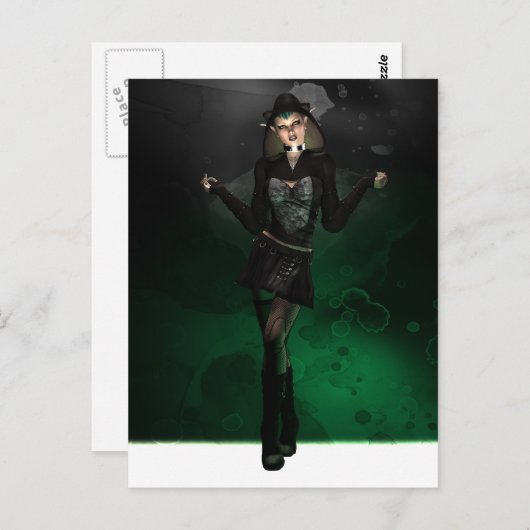 Punk Pixie - Grün Postkarte (Vorne/Hinten)