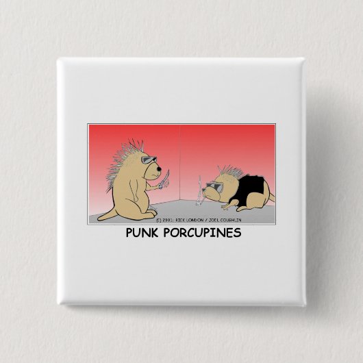 Punk Porcupines Funny Giants T-Shirts & Sammlerstü Button (Vorderseite)