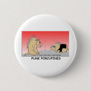 Punk Porcupines Funny Giants T-Shirts & Sammlerstü Button