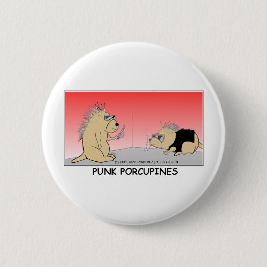 Punk Porcupines Funny Giants T-Shirts & Sammlerstü Button (Vorderseite)
