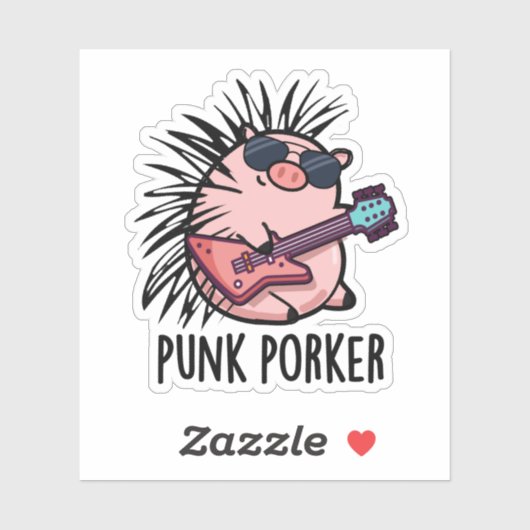 Punk Porker Funny Punk Rocker Pig Pub Aufkleber (Blatt)