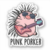 Punk Porker Funny Punk Rocker Pig Pub Aufkleber (Vorderseite)