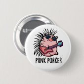 Punk Porker Funny Punk Rocker Pig Pub Button (Vorne & Hinten)